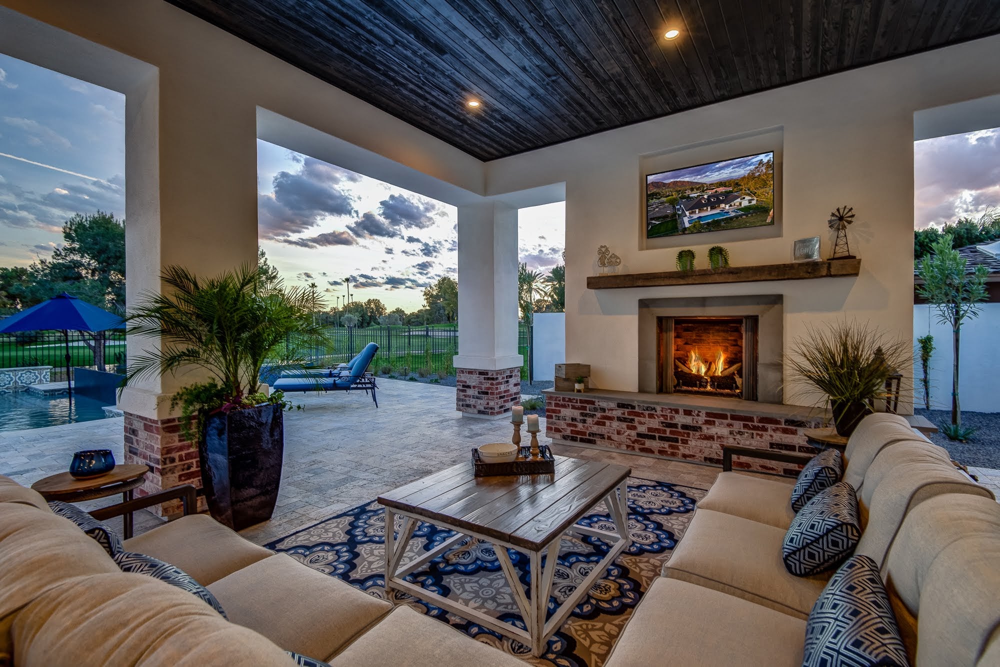 patio with sofa and TV