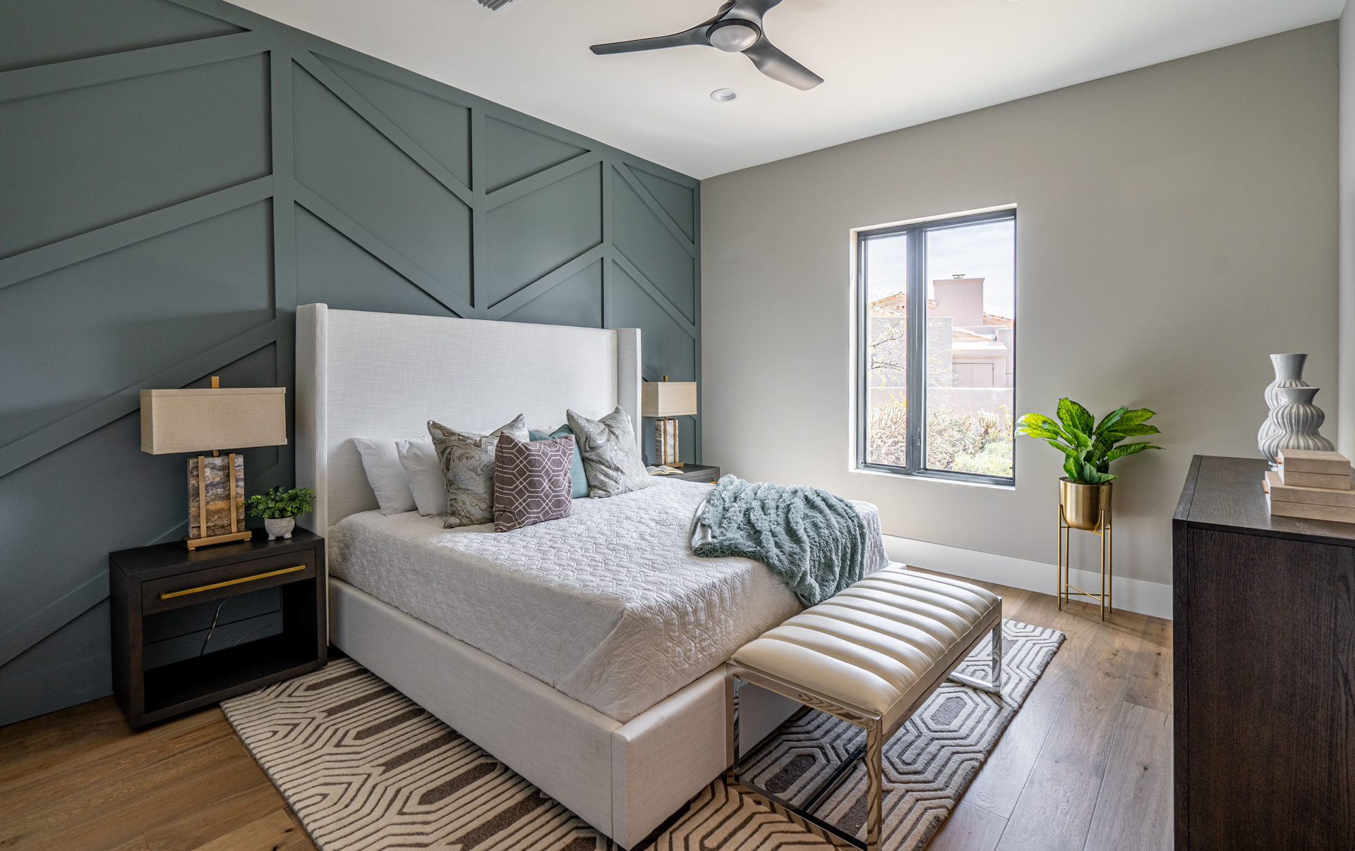 guest bedroom with accent wall photo